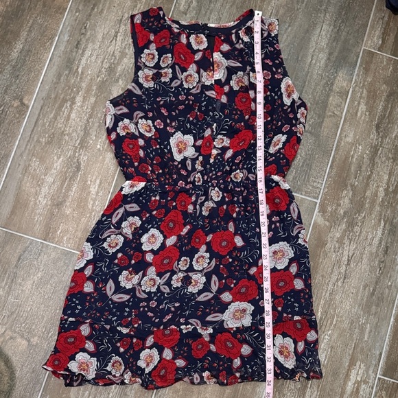 Greylin Navy and Red Floral Silk Mini Dress - Picture 13 of 13